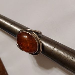 Sterling Amber Ring
